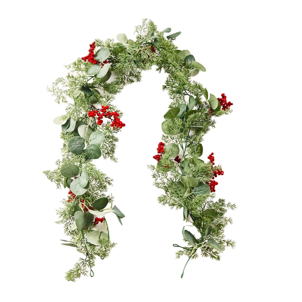 Eucalyptus Preserved - 5,9 voet lange kerstkrans met eucalyptusbessen,