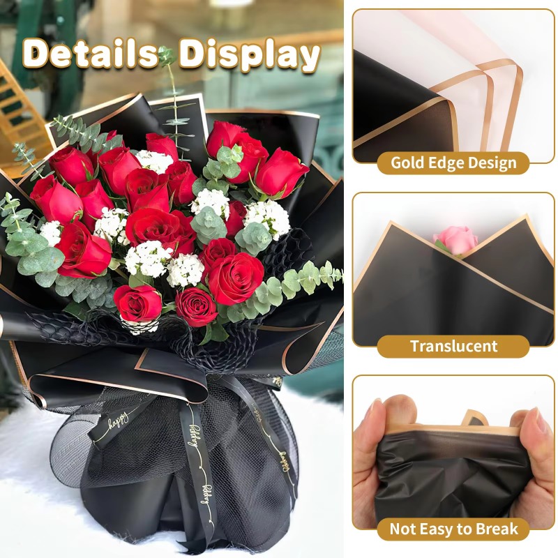 20 vellen zwart bloemenpapier  - Florist Flower Supply recensie en prijs