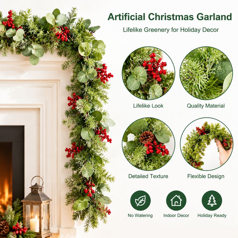 5,9 voet lange kerstkrans met  - Eucalyptus Preserved recensie en prijs